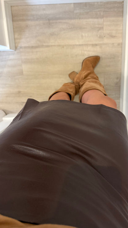 CHOCOLATE PU MINI SKIRT