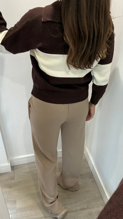 CHOCOLATE & CREAM BROOKLYN HALF ZIP JUMPER