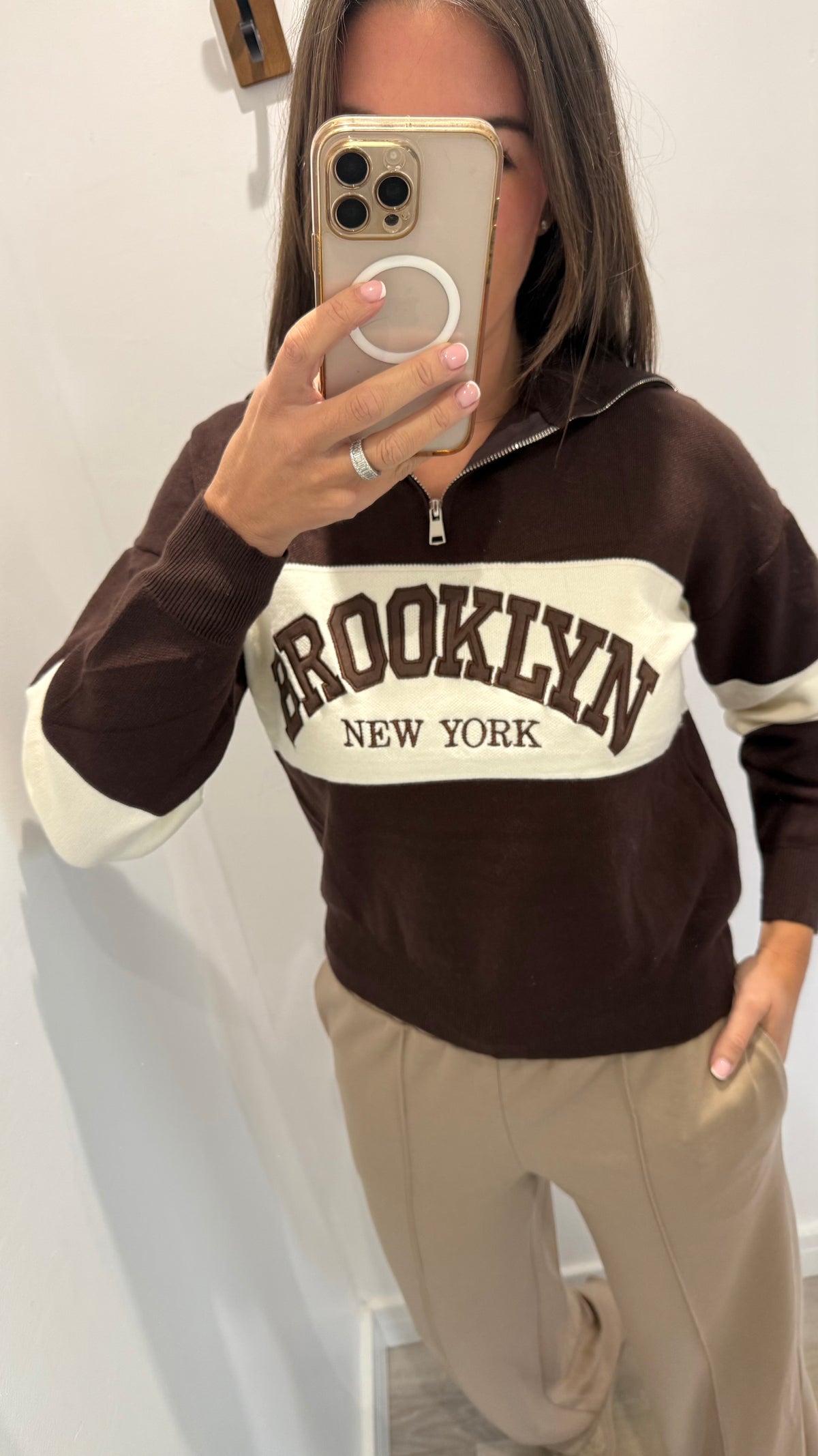 CHOCOLATE & CREAM BROOKLYN HALF ZIP JUMPER