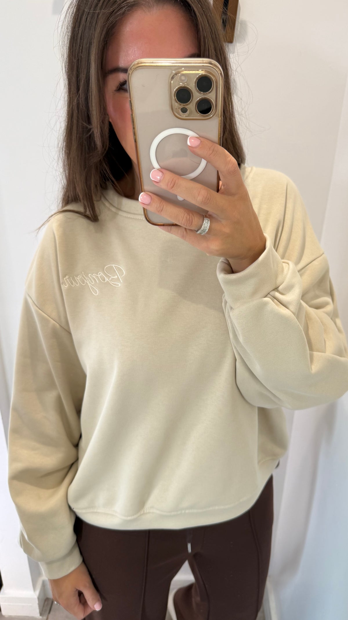 CREAM BONJOUR SLOGAN SWEAT