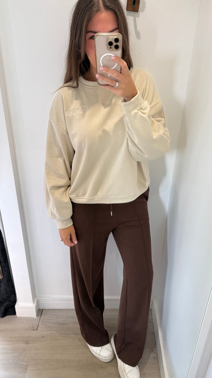 CREAM BONJOUR SLOGAN SWEAT