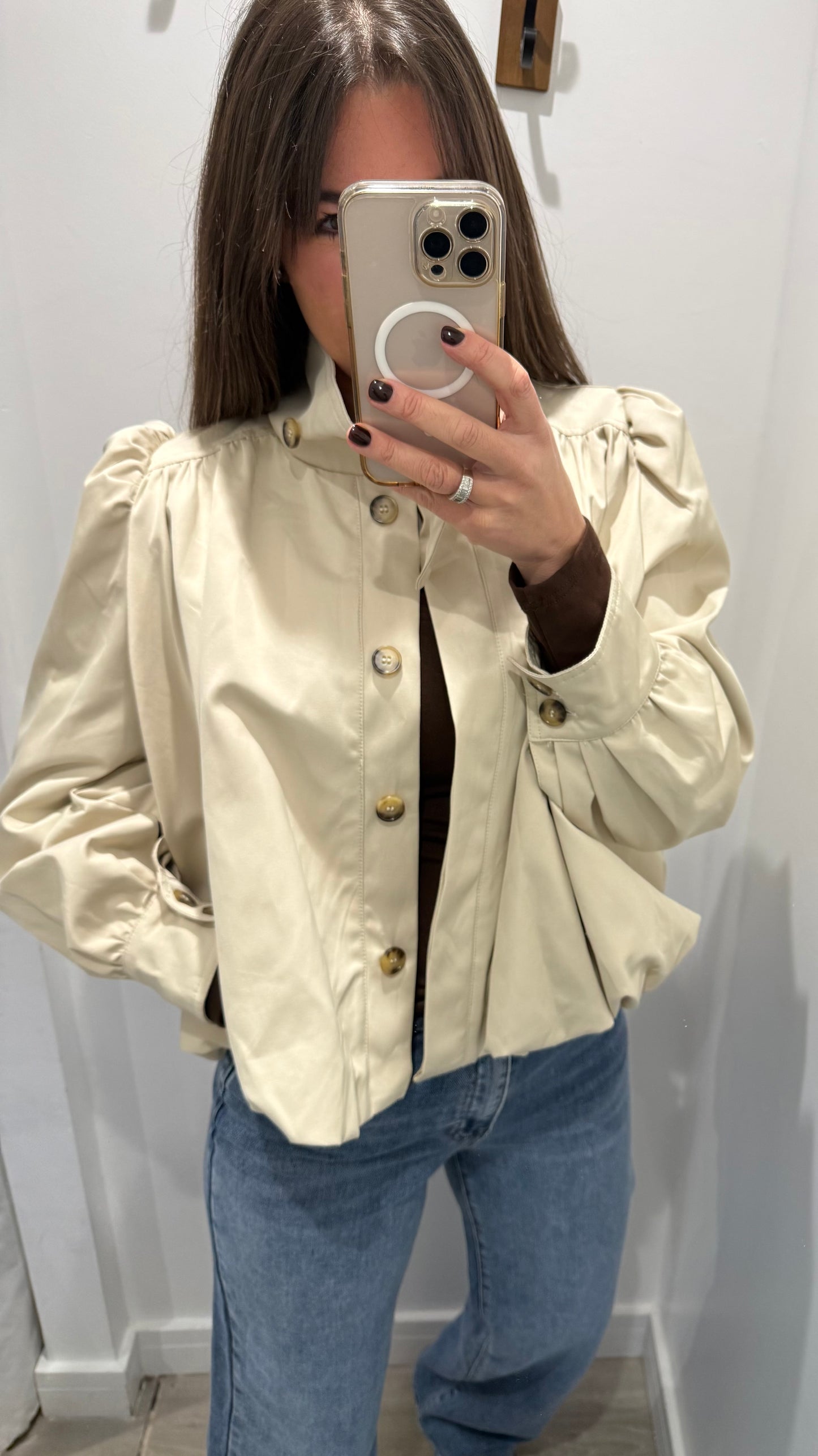 CREAM PUFF HEM FUNNEL NECK JACKET