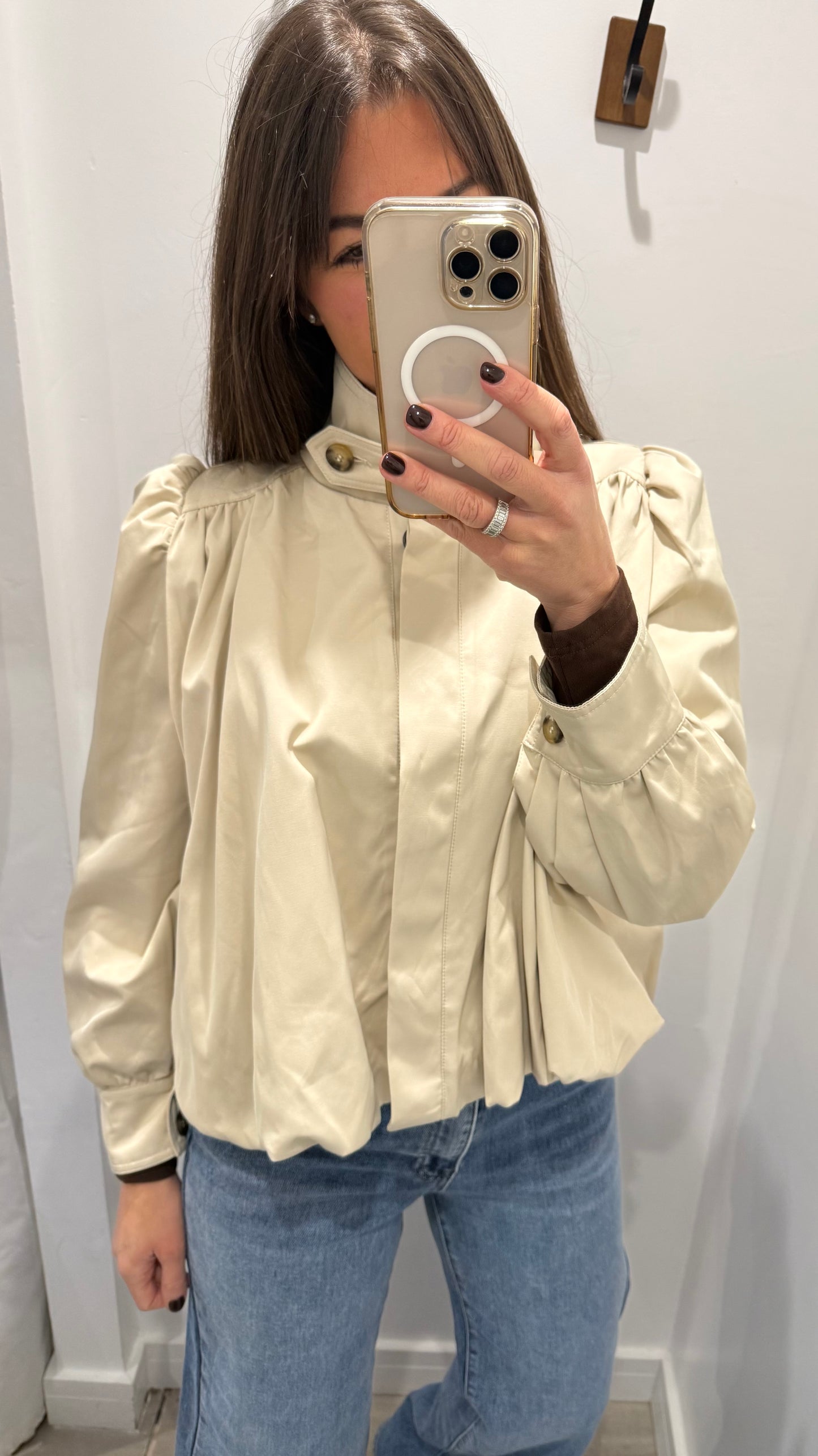 CREAM PUFF HEM FUNNEL NECK JACKET