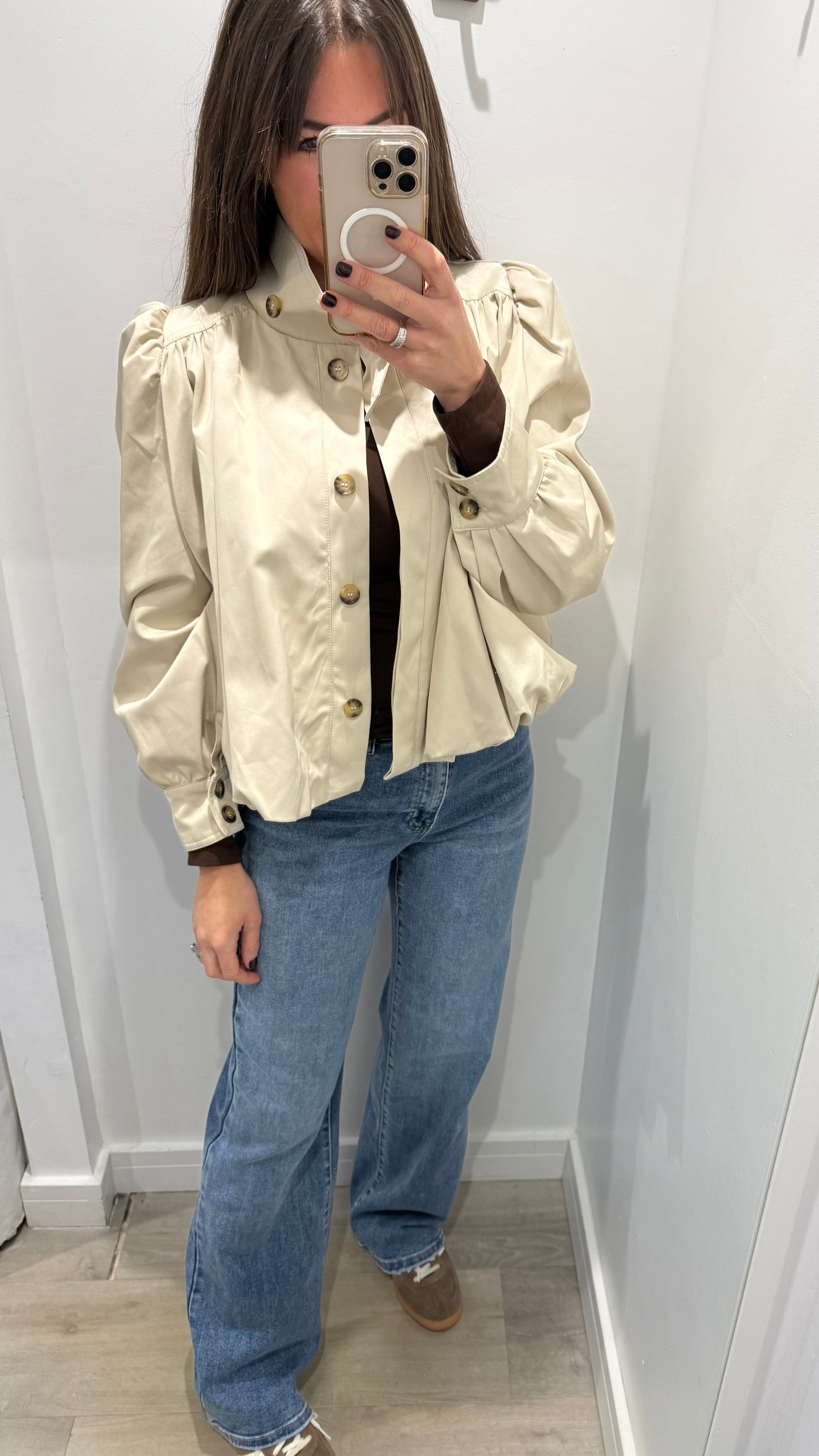 CREAM PUFF HEM FUNNEL NECK JACKET