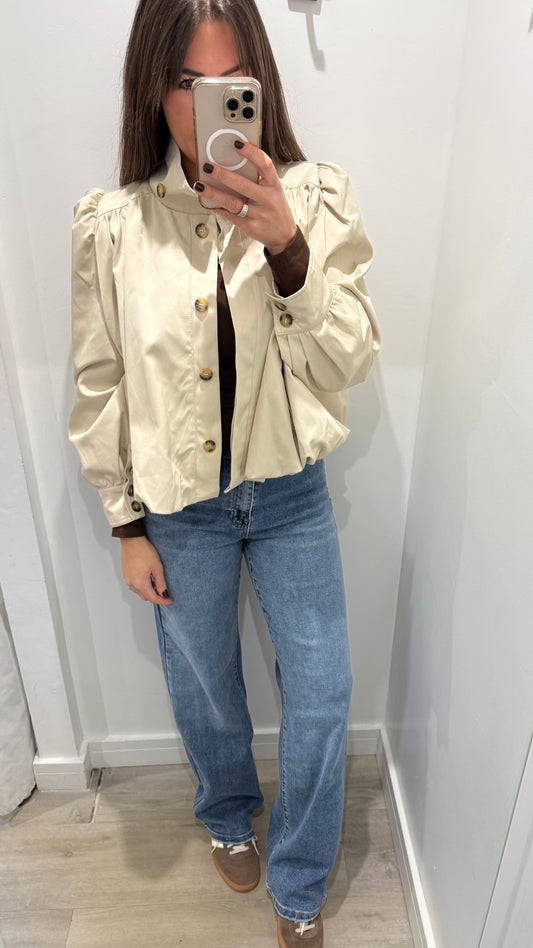CREAM PUFF HEM FUNNEL NECK JACKET