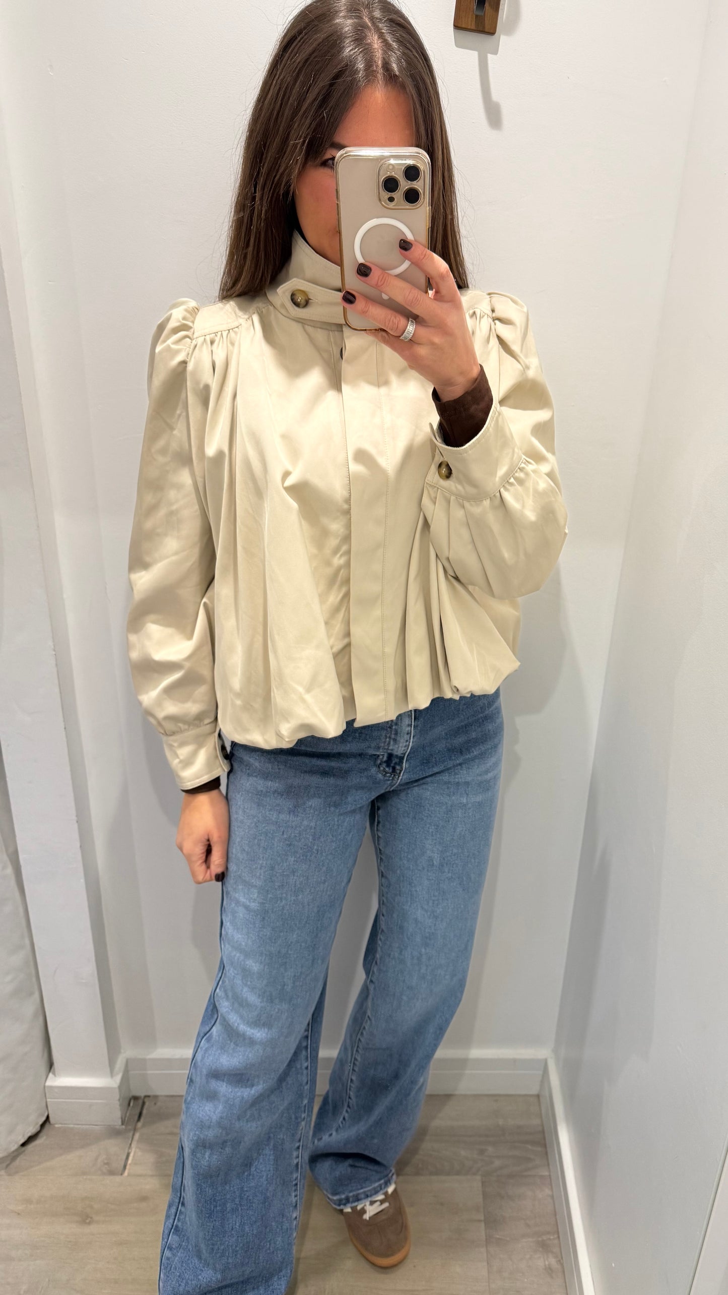 CREAM PUFF HEM FUNNEL NECK JACKET