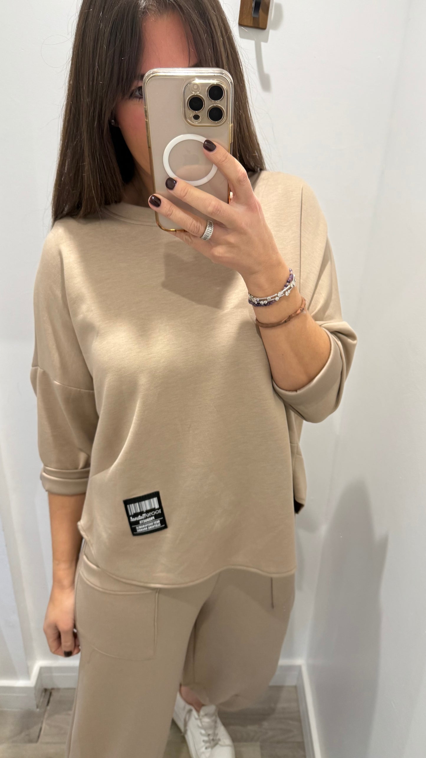 CAMEL NATURAL LOUNGE SET - BARREL BOTTOMS & SCOOP HEM TOP