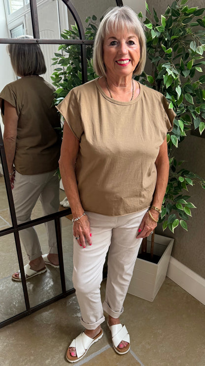 CAMEL EVERYDAY CAP SLEEVE TEE