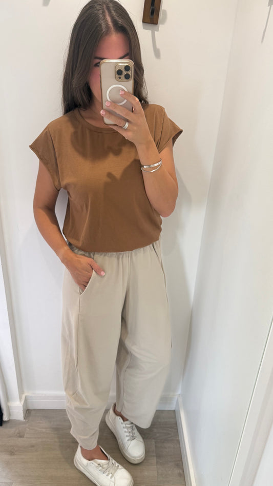 CAMEL EVERYDAY CAP SLEEVE TEE