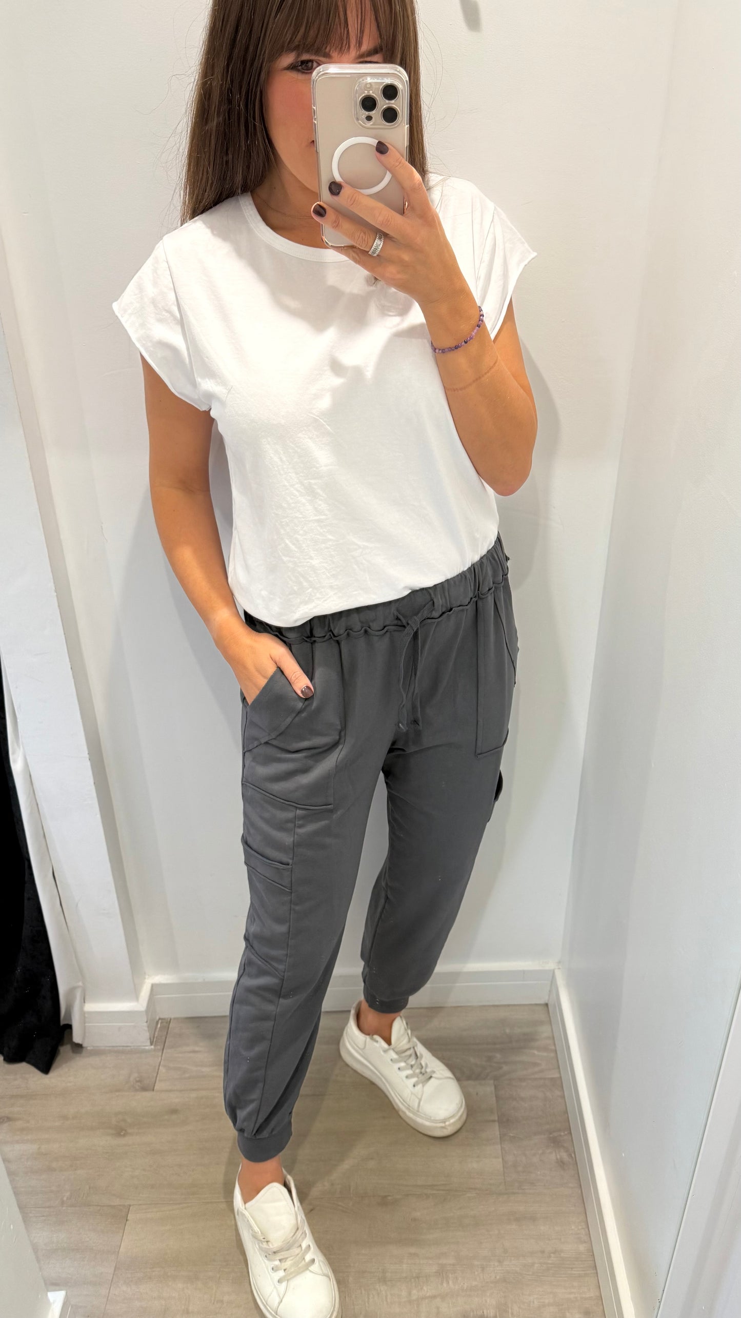 CHARCOAL POCKET JOGGER SWEAT PANTS