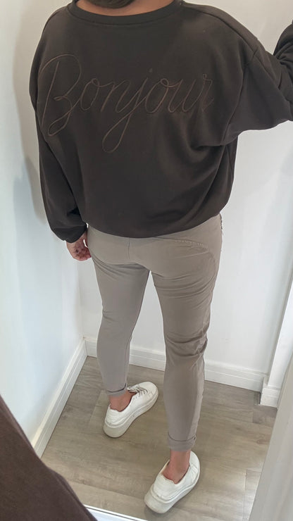 CHOCOLATE BROWN BONJOUR SWEAT