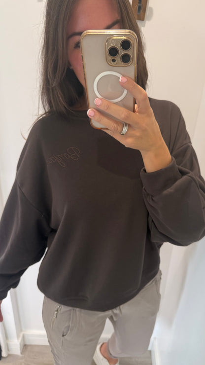 CHOCOLATE BROWN BONJOUR SWEAT