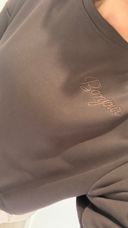 CHOCOLATE BROWN BONJOUR SWEAT