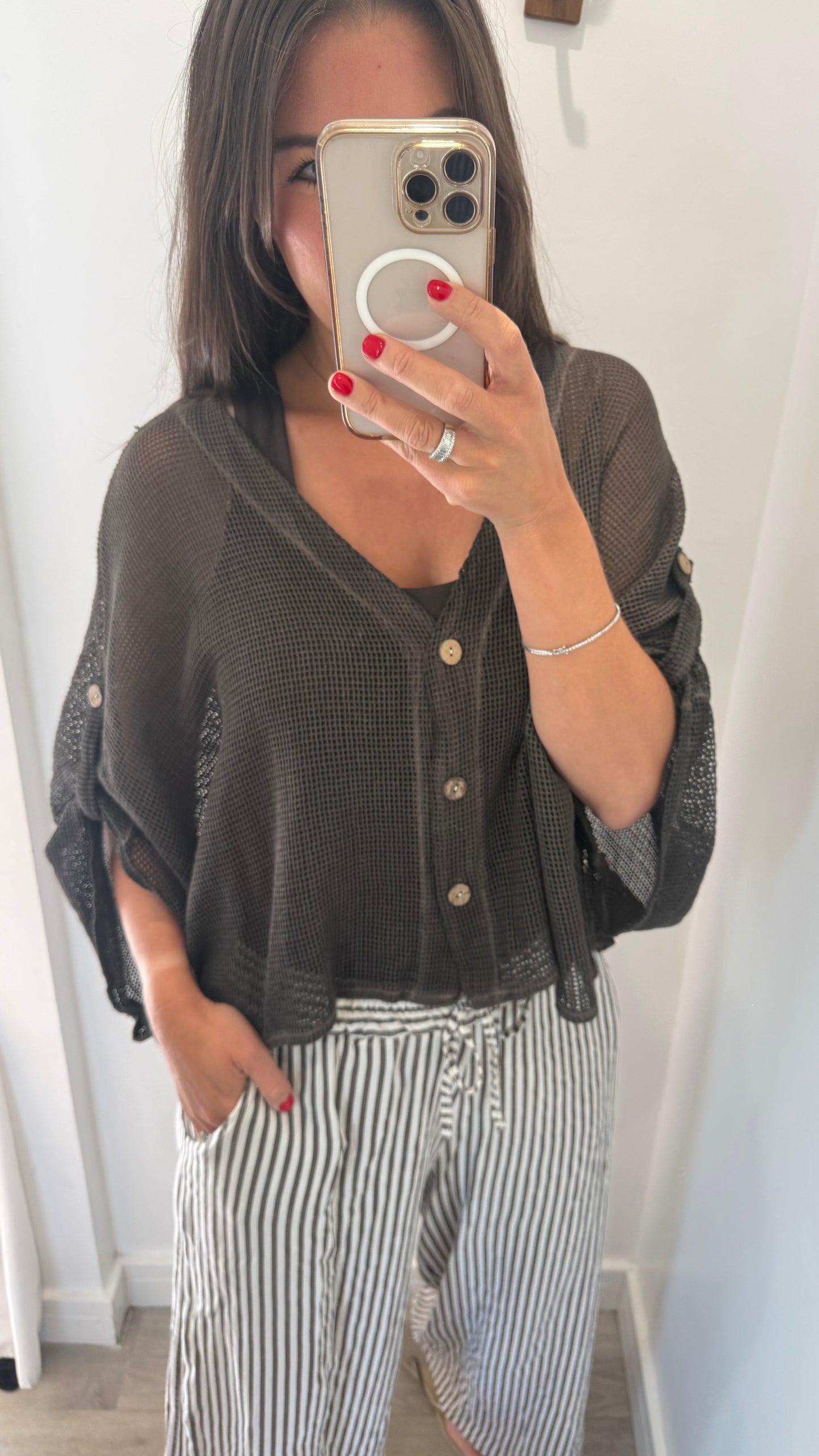 CHOCOLATE BROWN FINE KNIT BATWING CARDIGAN
