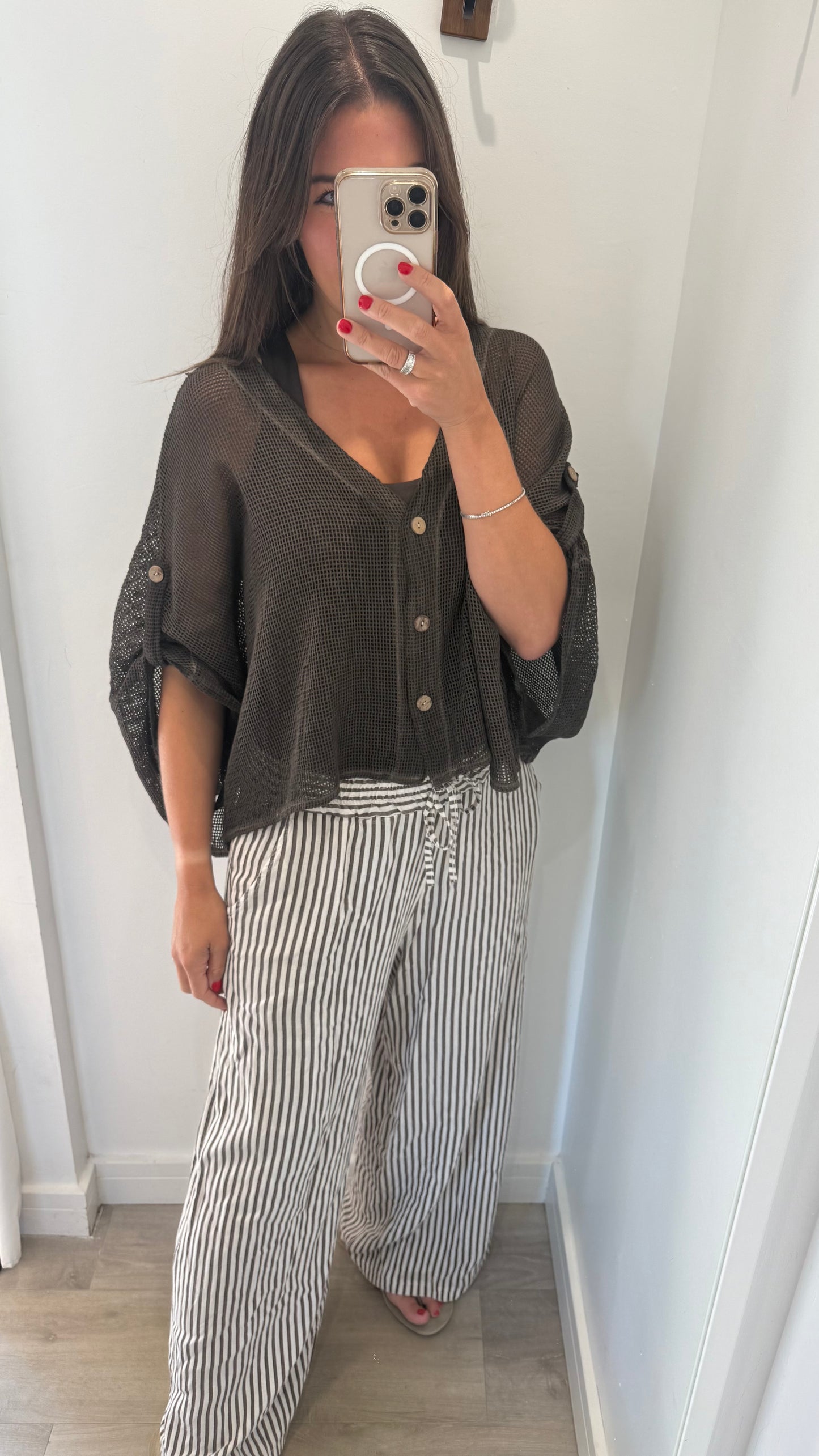 CHOCOLATE BROWN FINE KNIT BATWING CARDIGAN