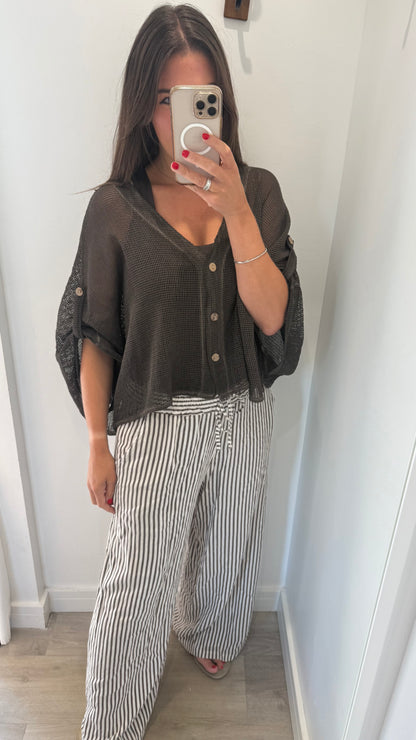 CHOCOLATE BROWN FINE KNIT BATWING CARDIGAN
