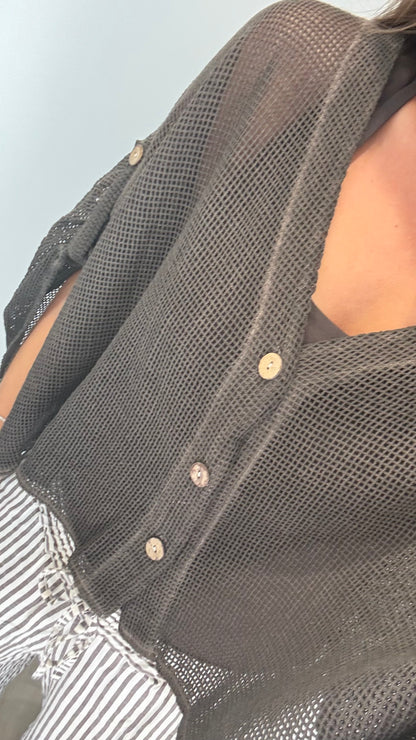 CHOCOLATE BROWN FINE KNIT BATWING CARDIGAN