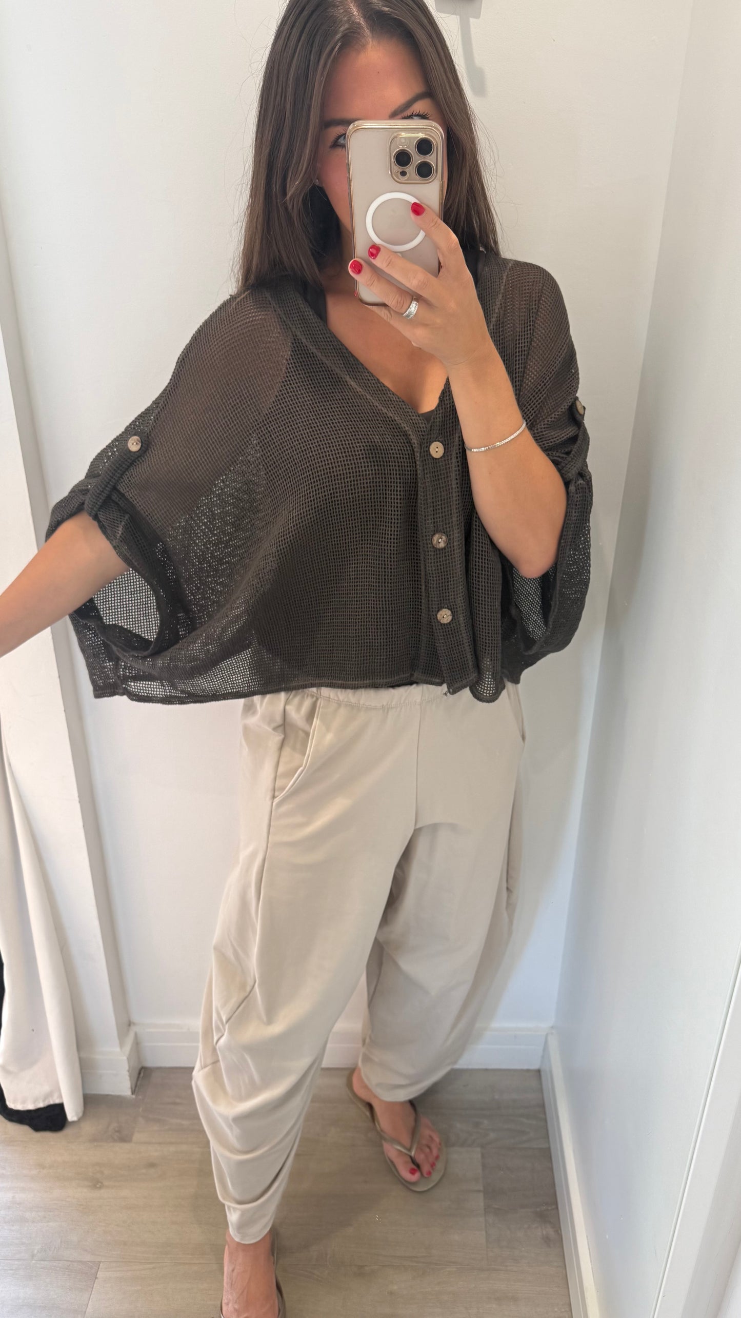 CHOCOLATE BROWN FINE KNIT BATWING CARDIGAN