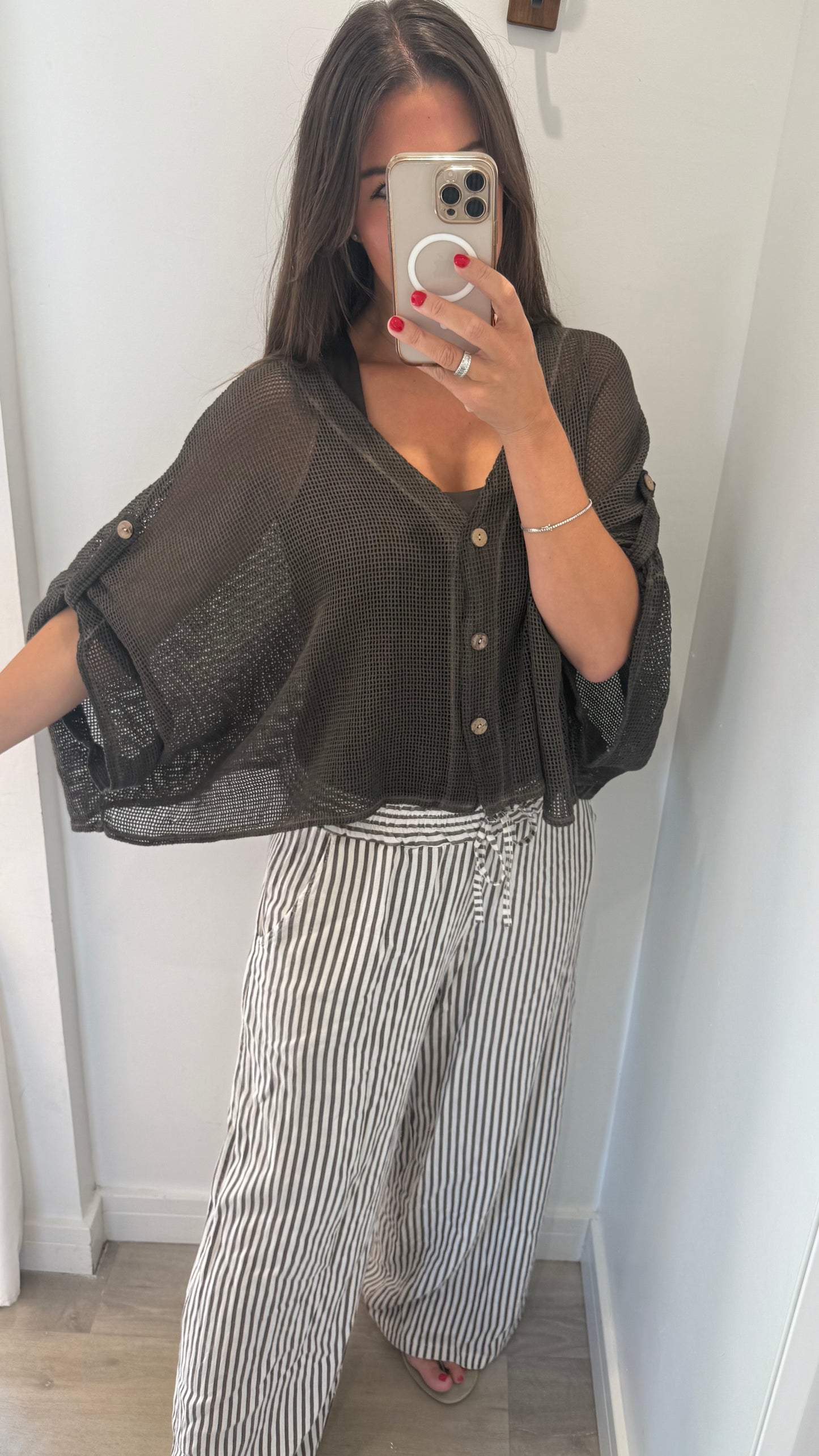 CHOCOLATE BROWN FINE KNIT BATWING CARDIGAN