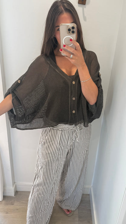 CHOCOLATE BROWN FINE KNIT BATWING CARDIGAN