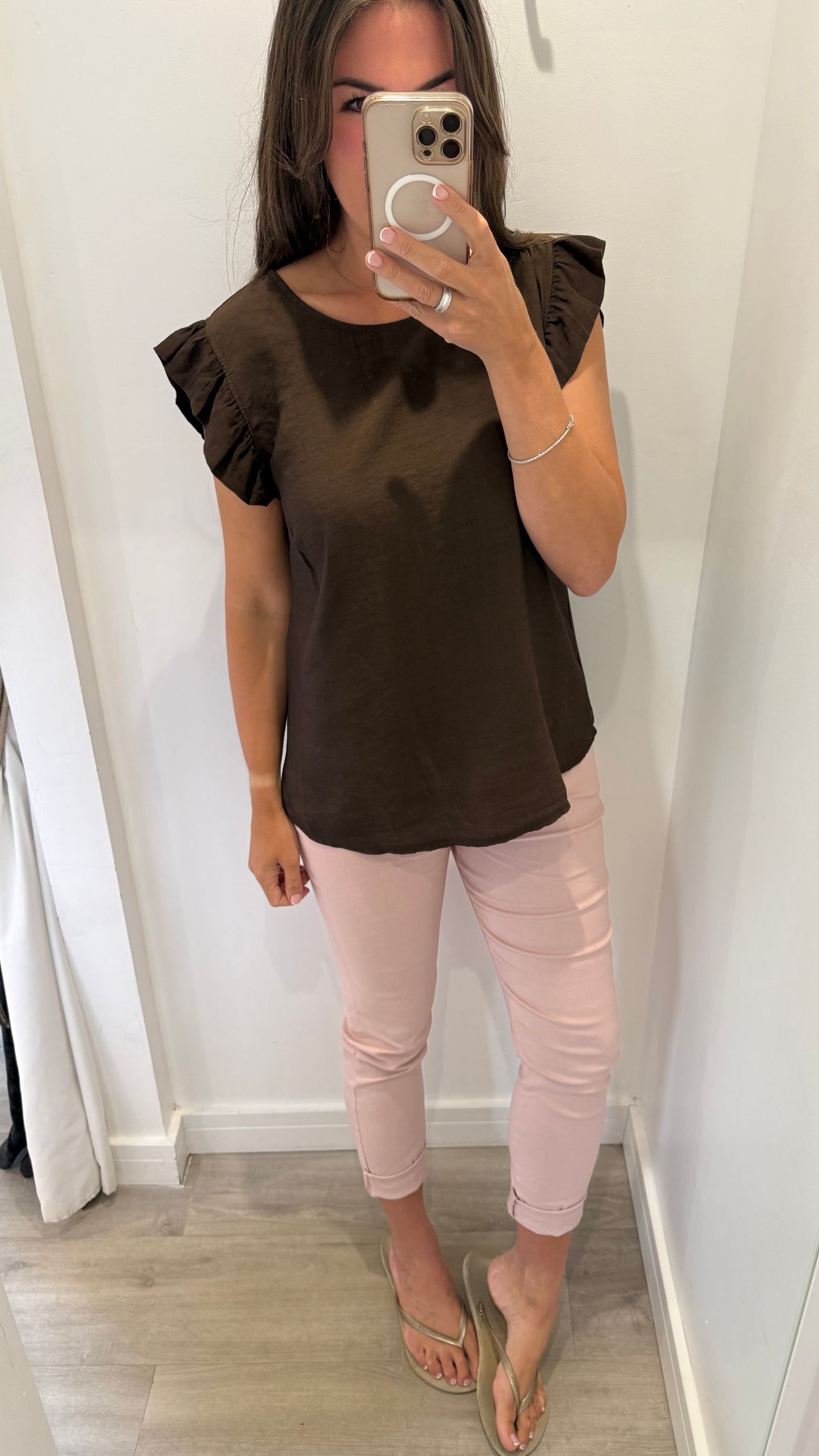 BUTTON BACK TOP - CHOCOLATE