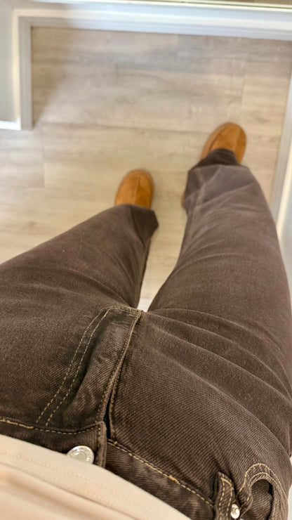 CHOCOLATE BROWN DAD FIT JEANS