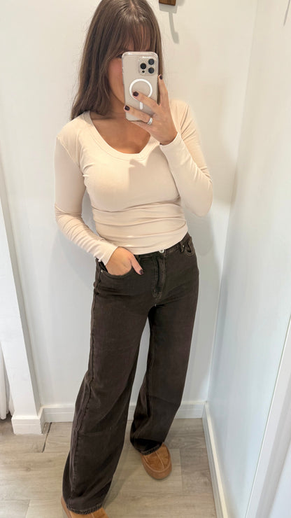 CHOCOLATE BROWN DAD FIT JEANS