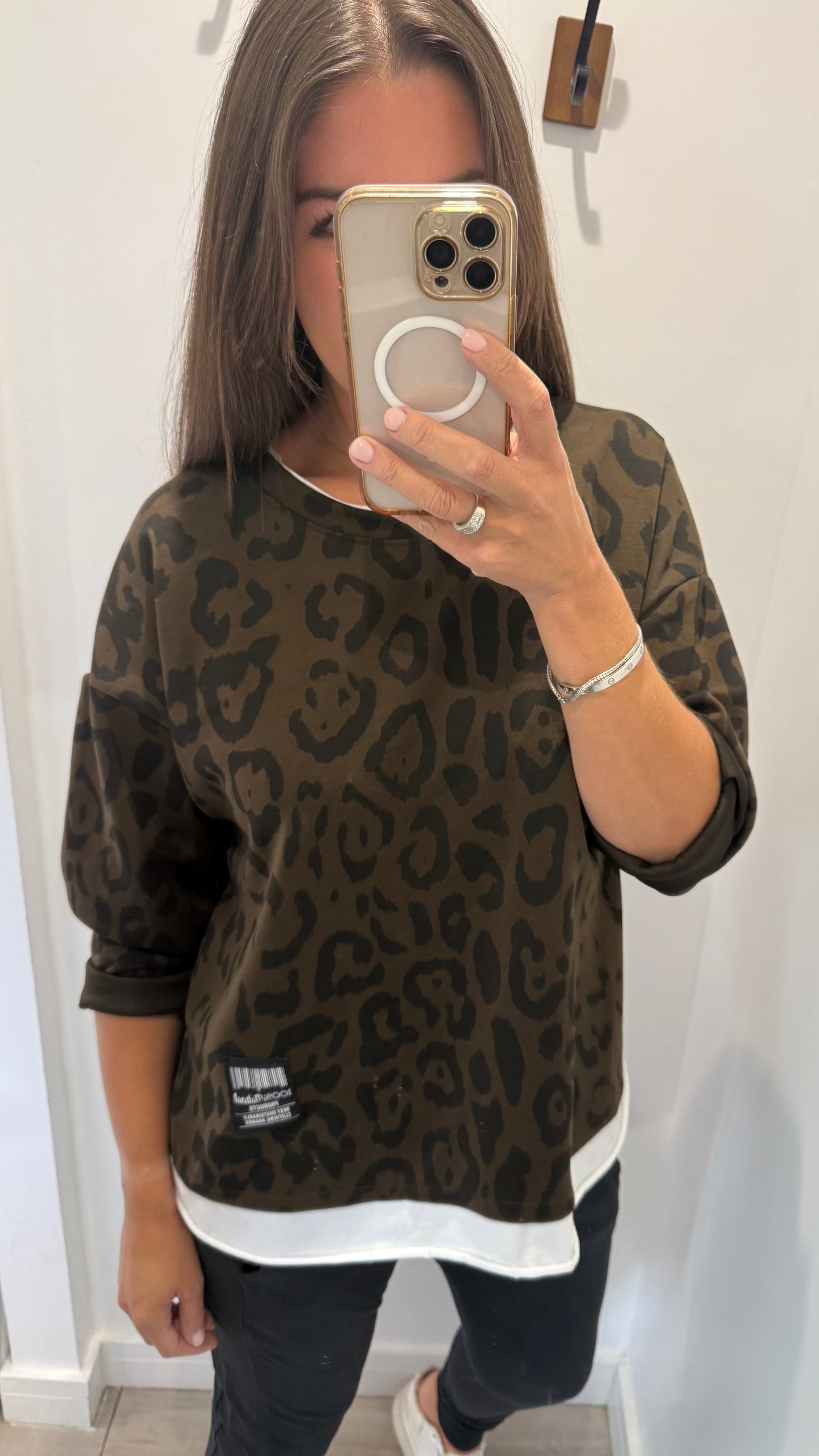 PRE-ORDER CHOCOLATE LEOPARD LAYERED SWEATSHIRT