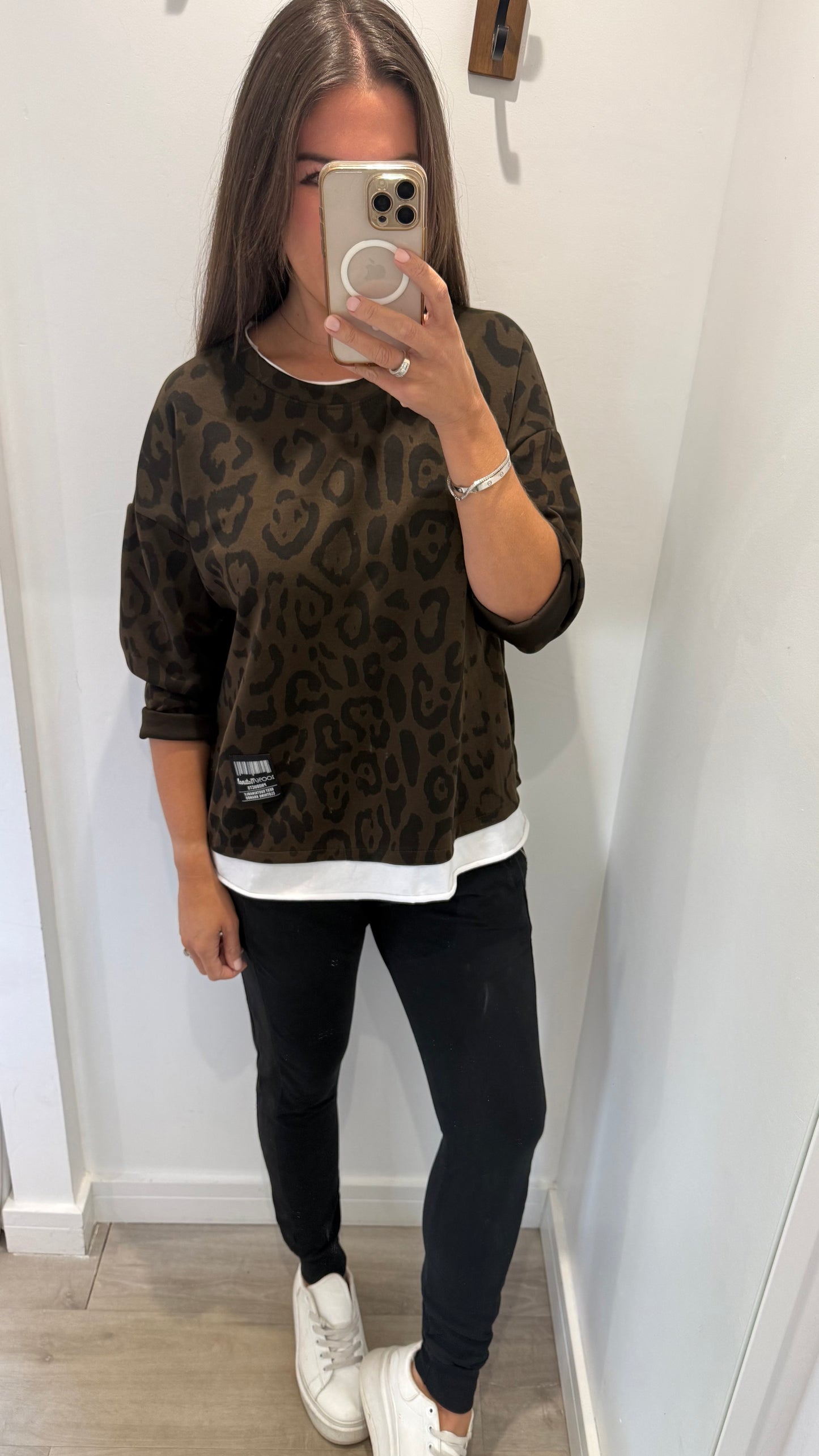 PRE-ORDER CHOCOLATE LEOPARD LAYERED SWEATSHIRT
