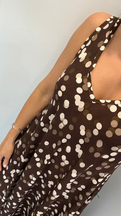 CHOCOLATE SPOTTY SUMMER DRESS