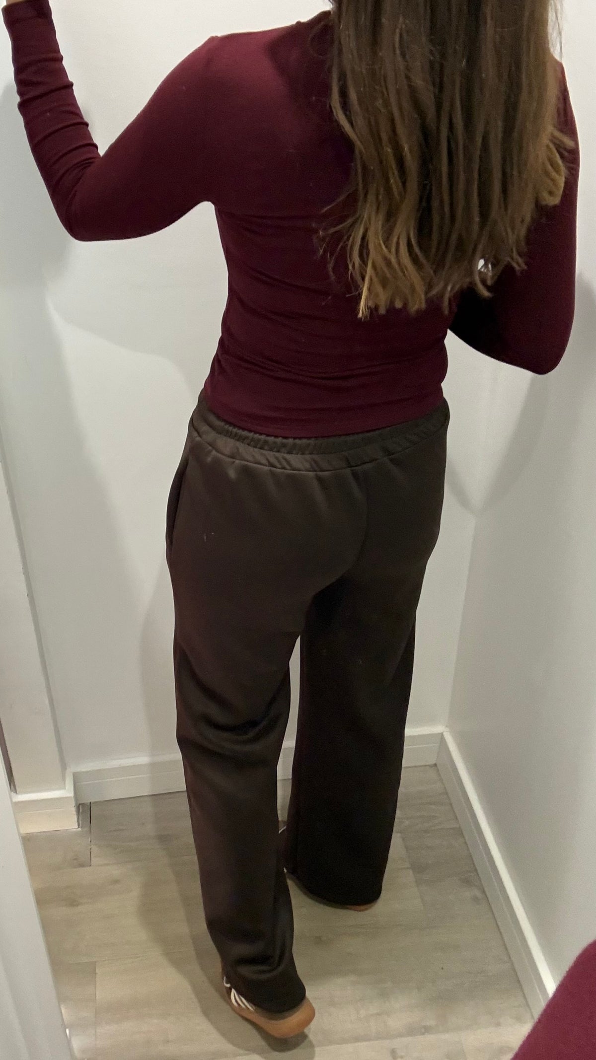 CHOCOLATE BROWN DRAWSTRING STRAIGHT LEG TROUSERS