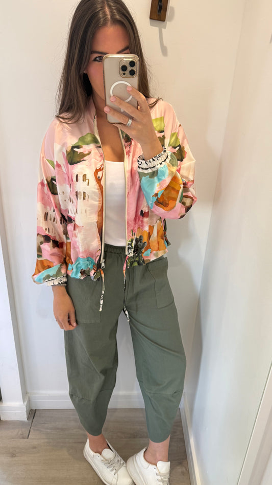 COASTAL PRINT ZIP THROUGH JACKET
