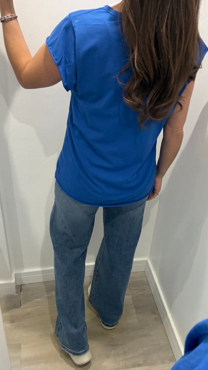 COBALT BLUE CAP SLEEVE TEE