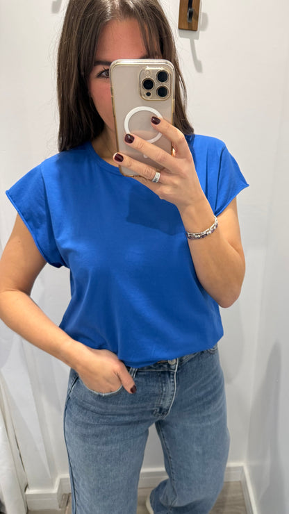 COBALT BLUE CAP SLEEVE TEE