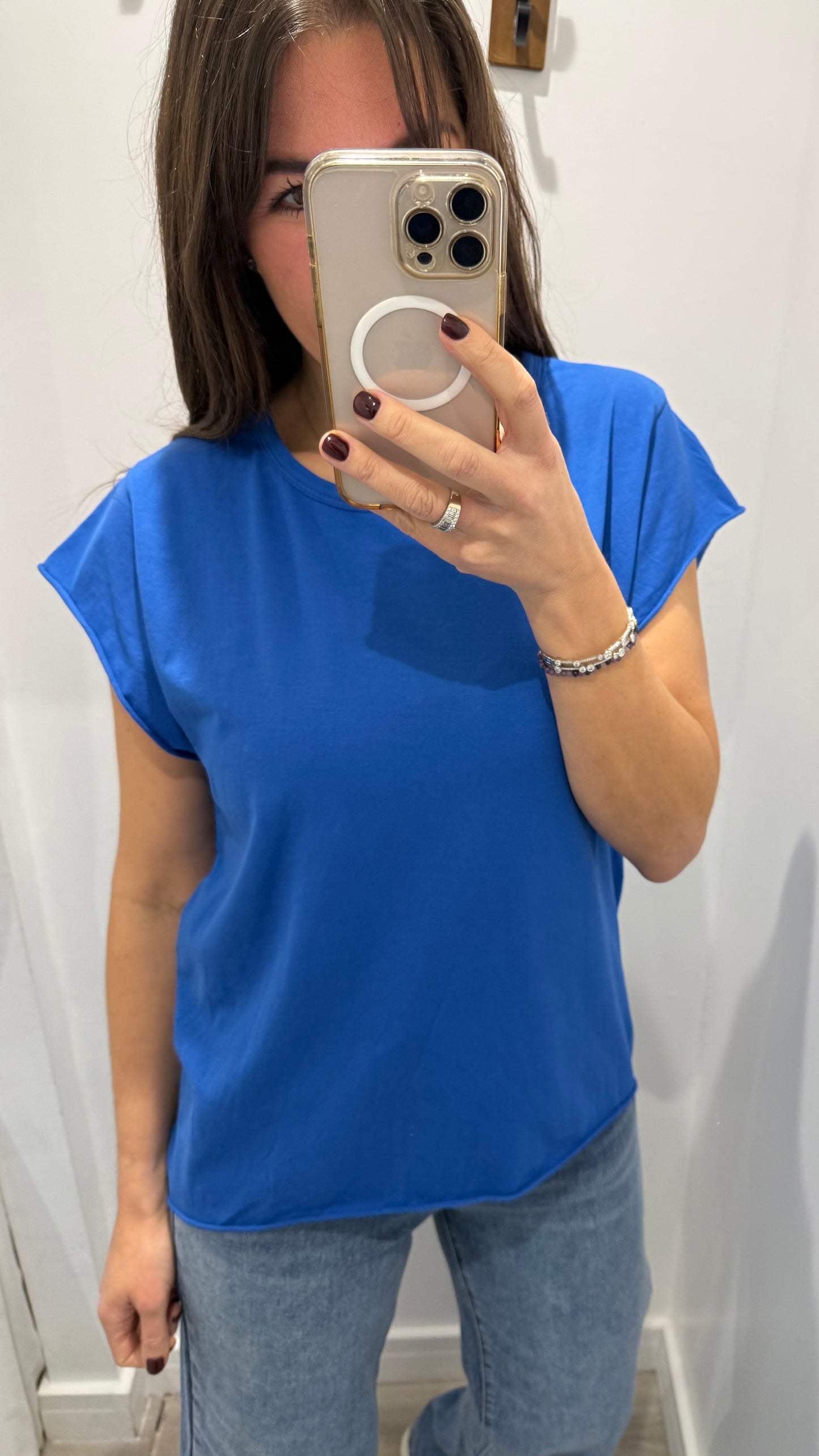 COBALT BLUE CAP SLEEVE TEE