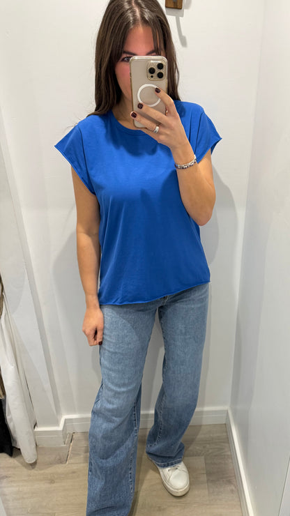 COBALT BLUE CAP SLEEVE TEE