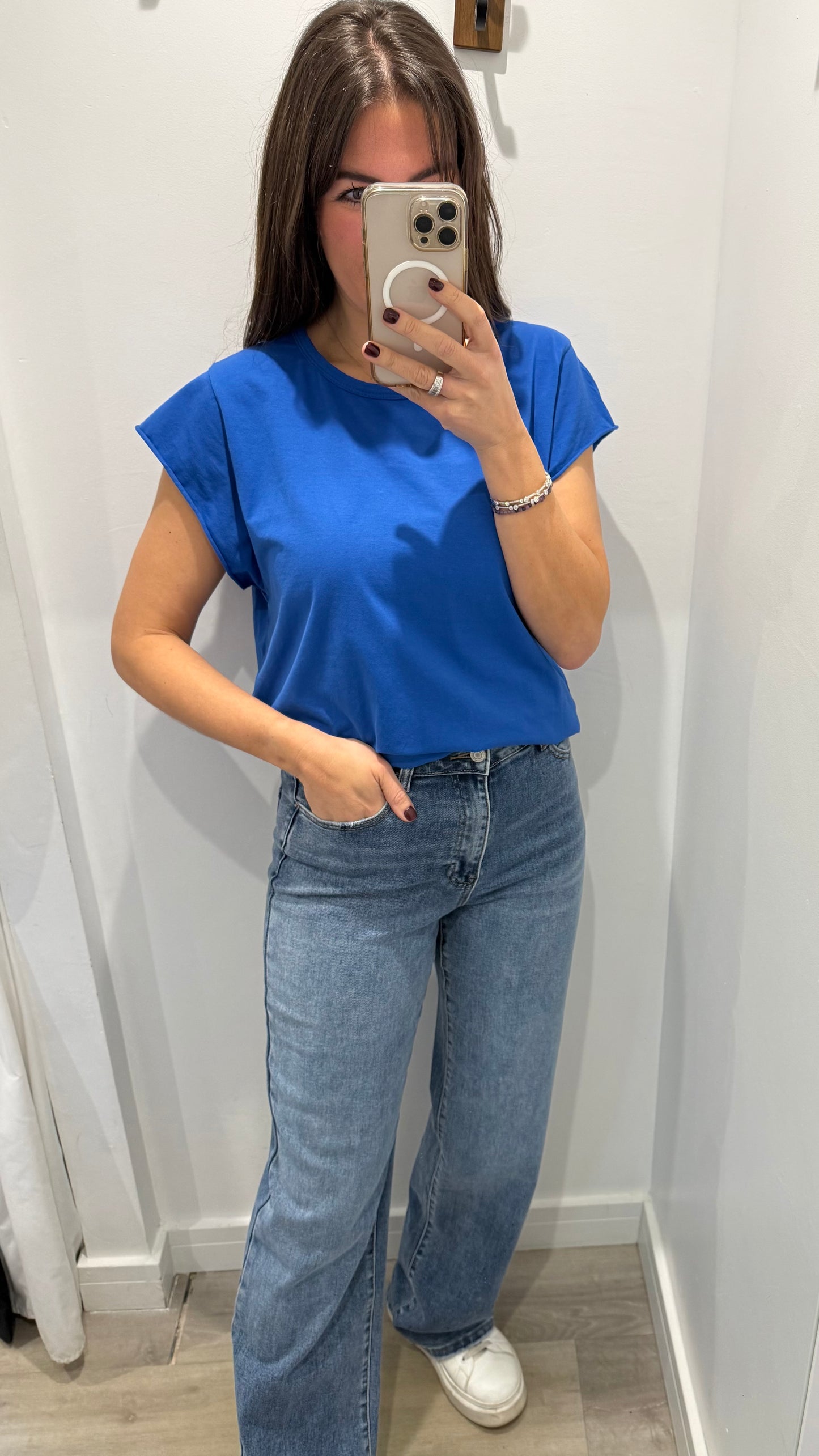 COBALT BLUE CAP SLEEVE TEE
