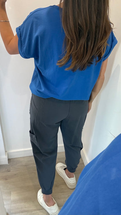 EVERYDAY ROLL SLEEVE TEE - COBALT BLUE