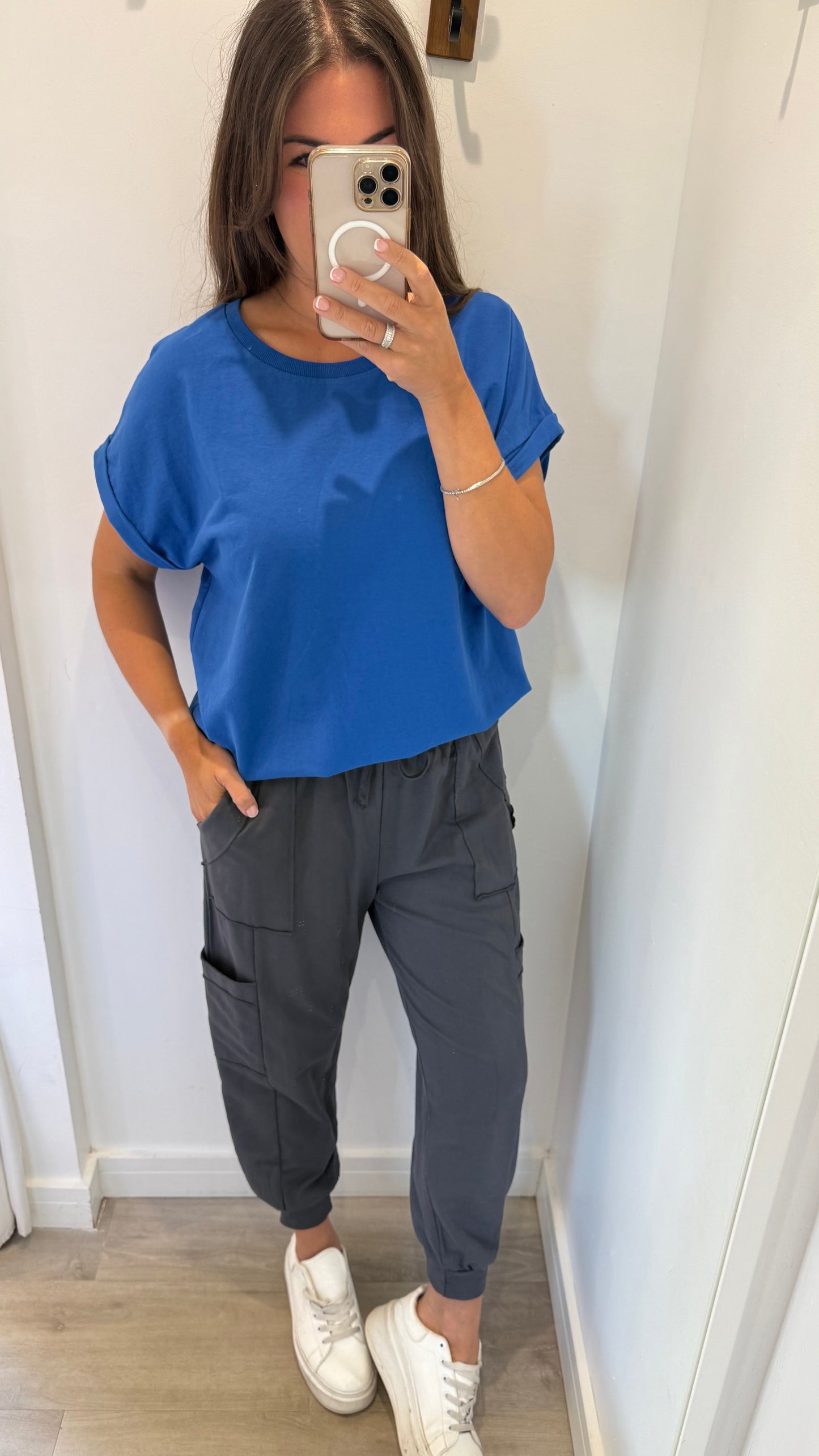 EVERYDAY ROLL SLEEVE TEE - COBALT BLUE