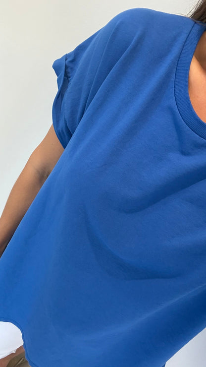 EVERYDAY ROLL SLEEVE TEE - COBALT BLUE