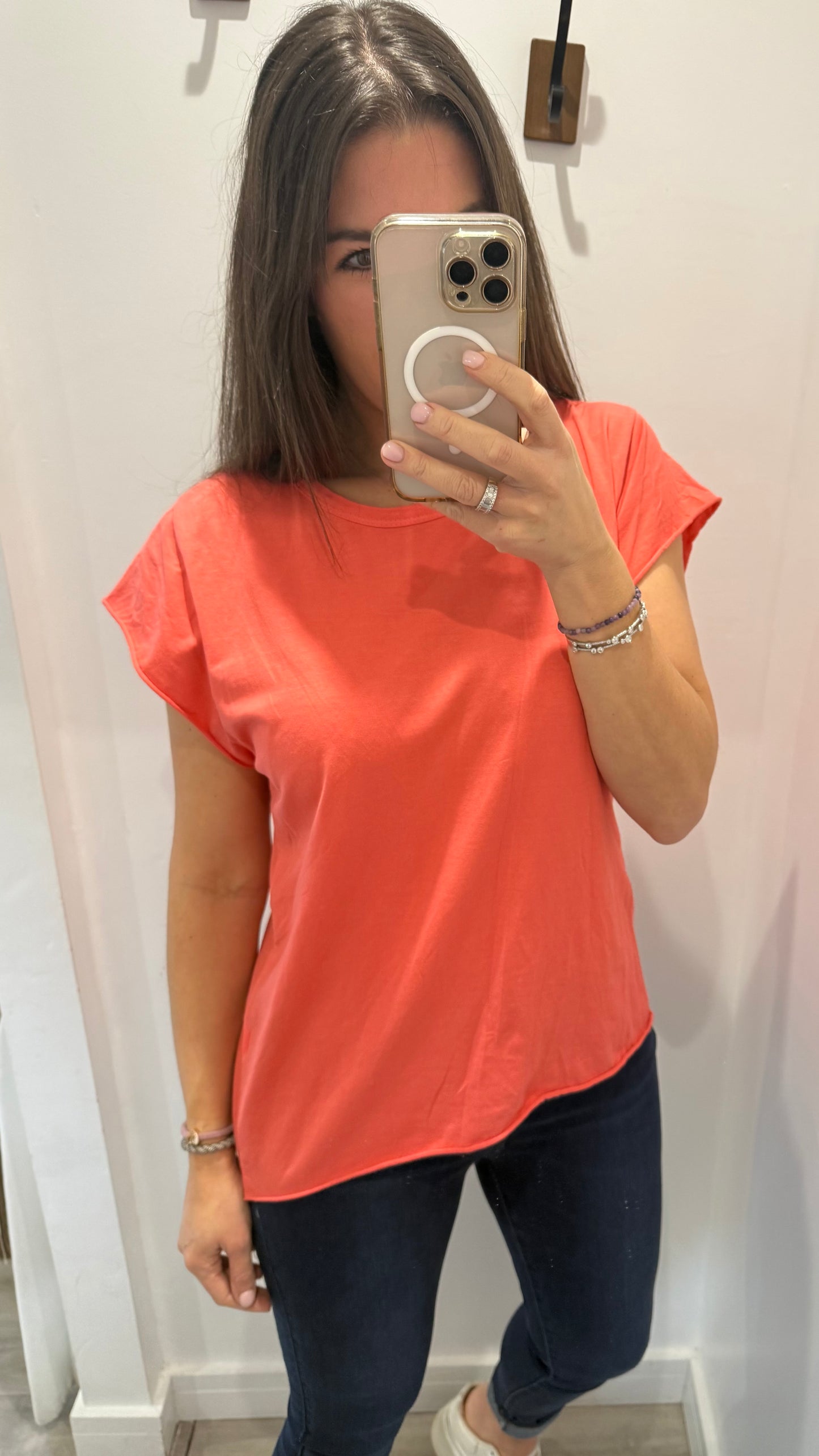 CORAL CAP SLEEVE TEE