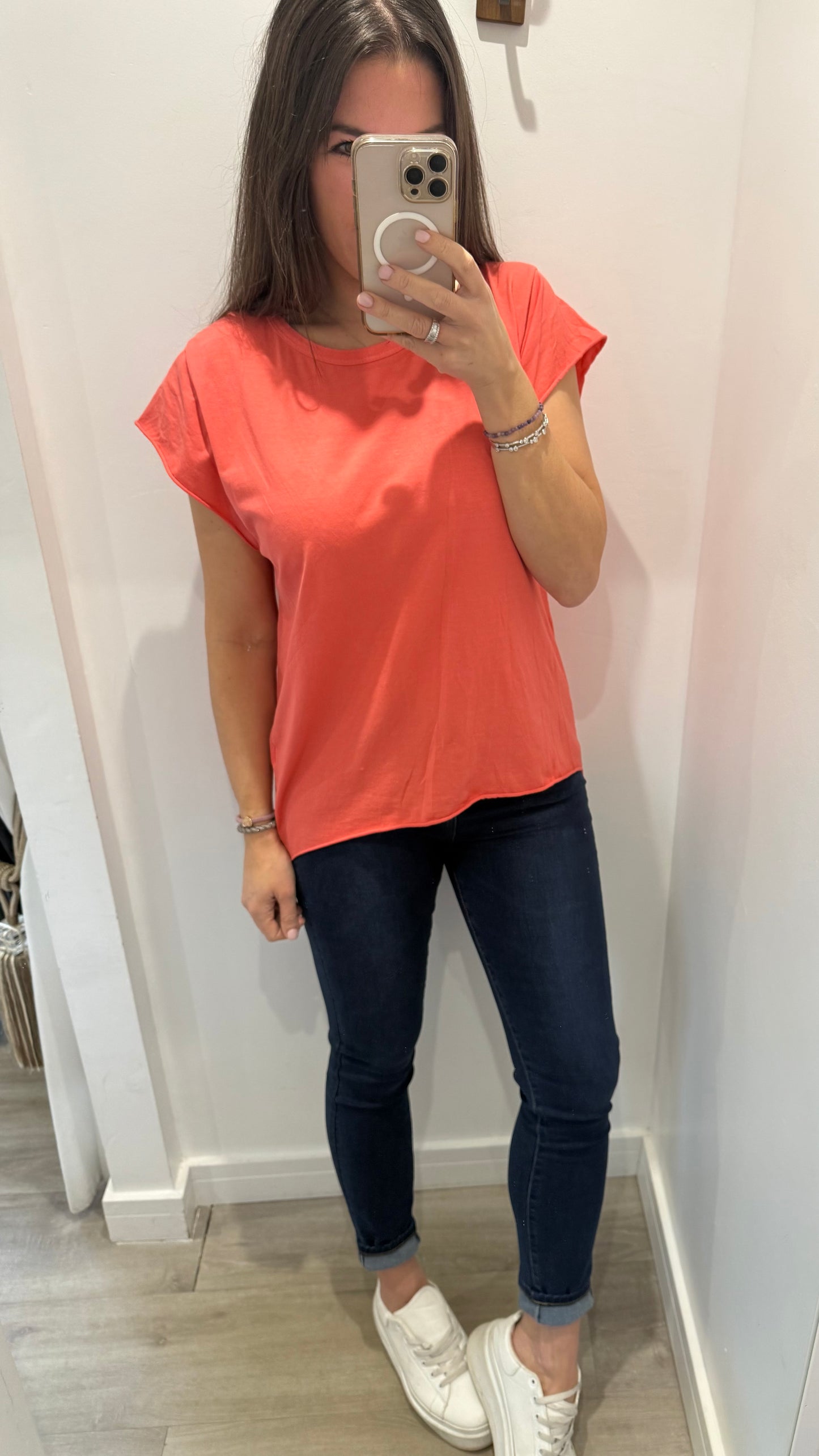 CORAL CAP SLEEVE TEE