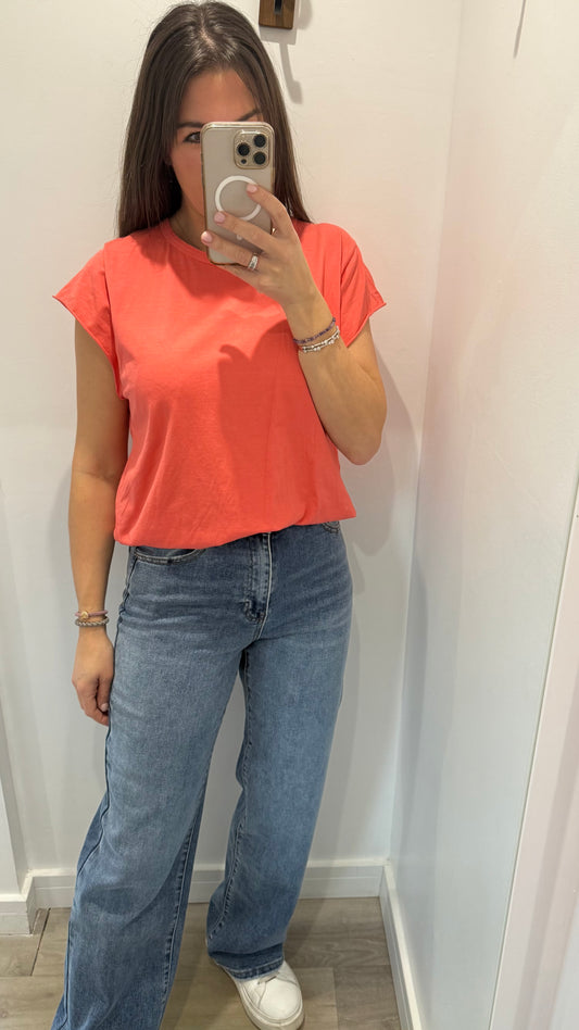 CORAL CAP SLEEVE TEE