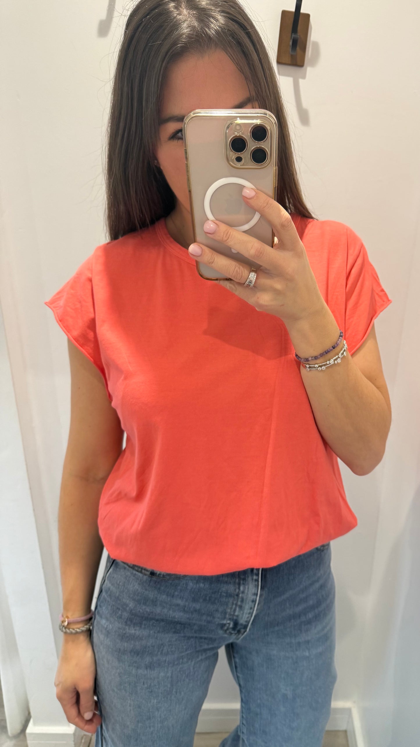 CORAL CAP SLEEVE TEE