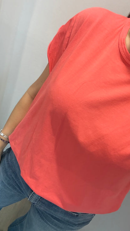 CORAL CAP SLEEVE TEE