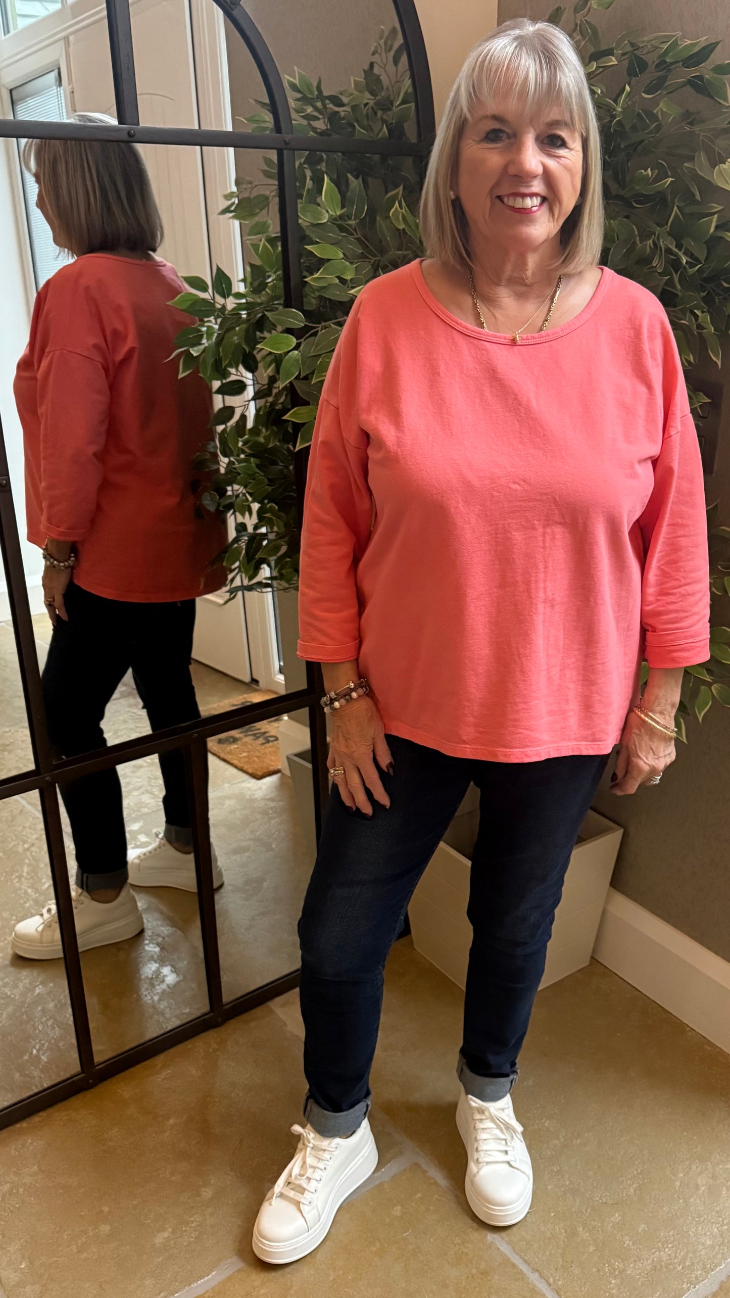 CORAL ROLL SLEEVE SWEAT – BESTSELLER