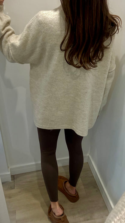 CREAM EXPOSED SEAM TURTLENECK KINIT JUMPER