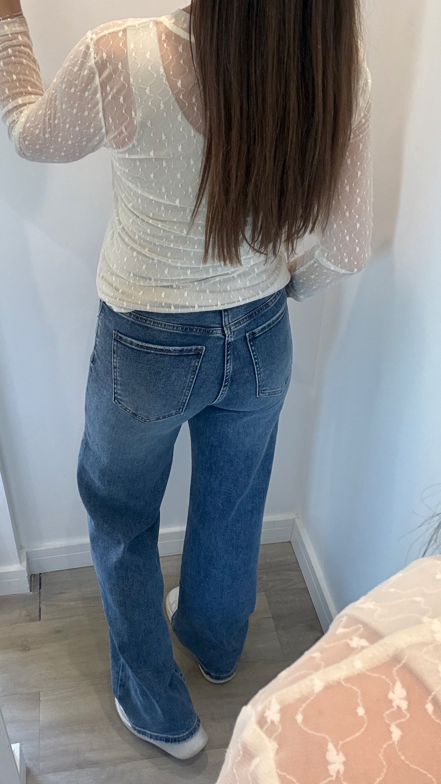 CREAM FLORAL TEXTURED SHEER TOP