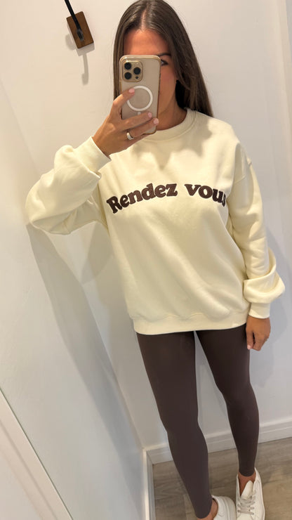 CREAM RENDEZ VOUS OVERSIZED SWEAT