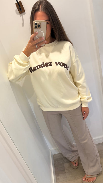 CREAM RENDEZ VOUS OVERSIZED SWEAT